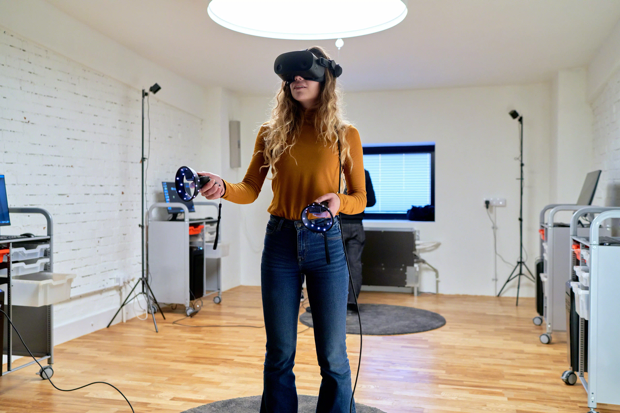 person using VR technology