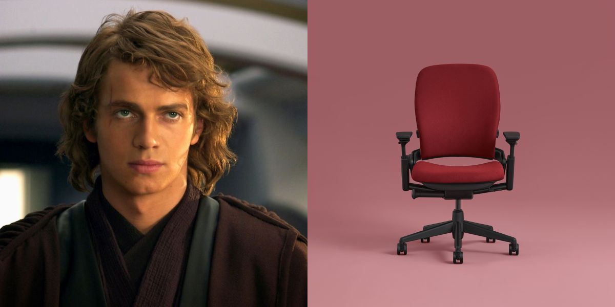 Anakin Skywalker next to an image of Leap by Steelcase