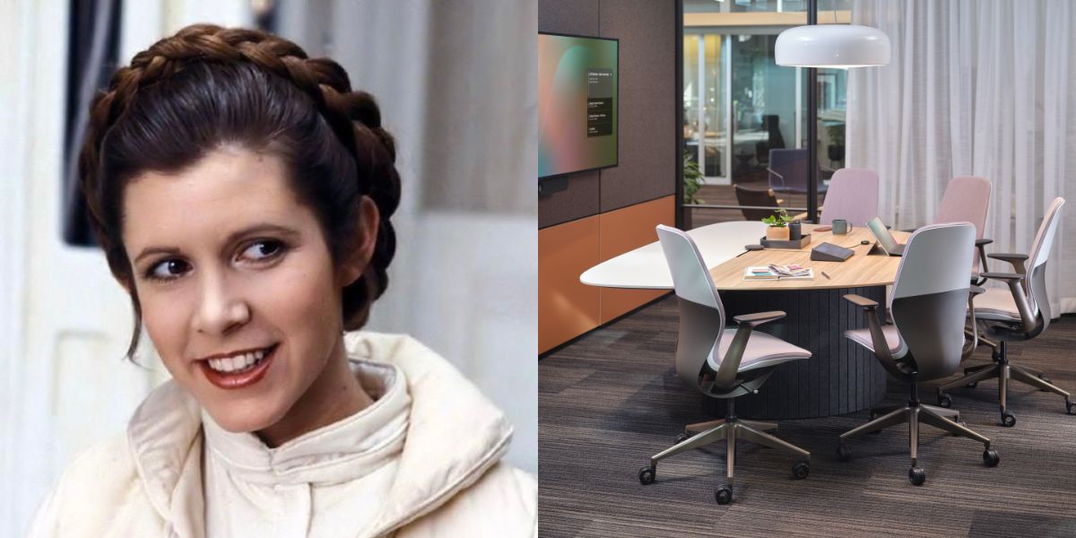 Princess Leia next to an image of Ocular by Steelcase