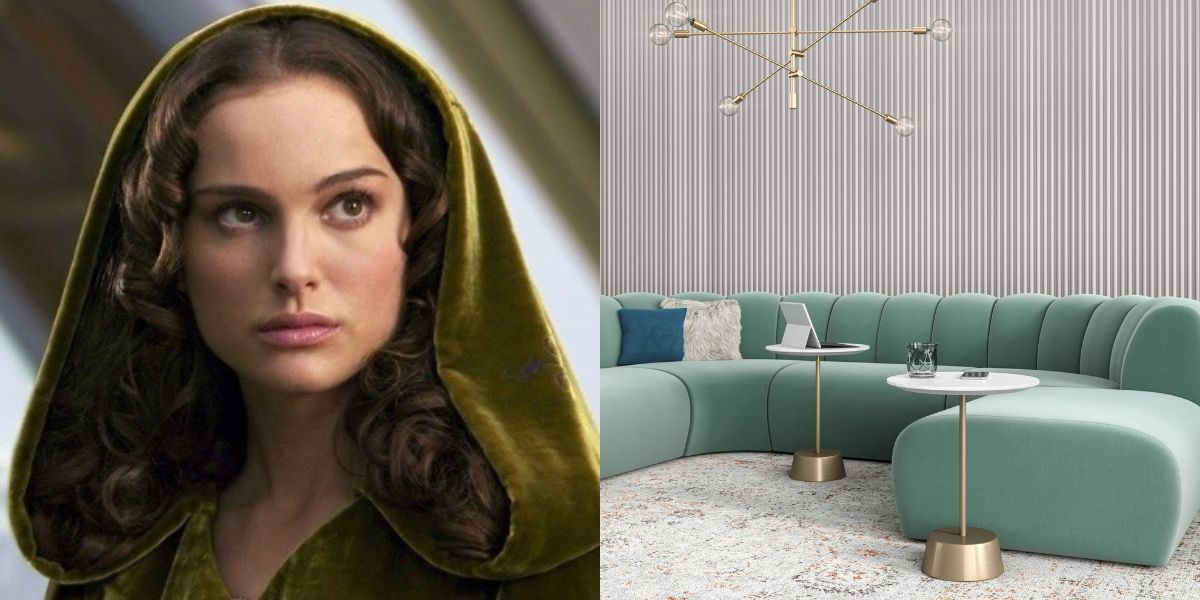 Padmé Amidala next to an image of the West Elm Work Belle